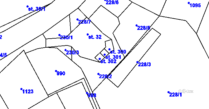 Parcela st. 301 v KÚ Šemnice, Katastrální mapa
