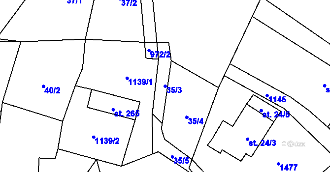 Parcela st. 35/3 v KÚ Šemnice, Katastrální mapa