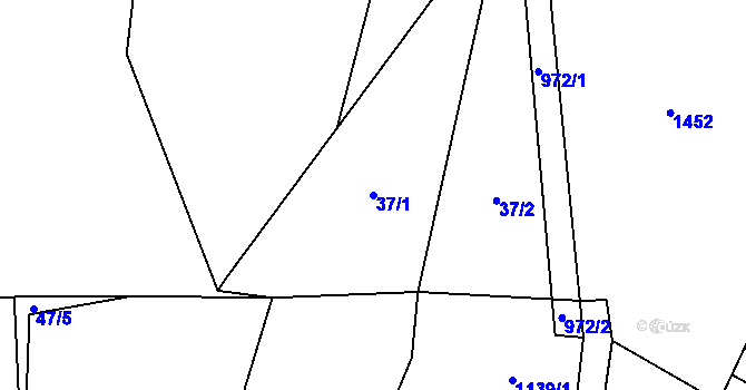 Parcela st. 37/1 v KÚ Šemnice, Katastrální mapa