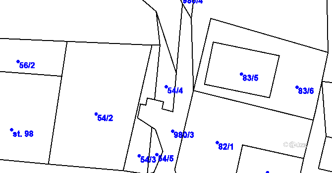 Parcela st. 54/4 v KÚ Šemnice, Katastrální mapa