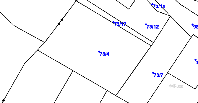 Parcela st. 73/4 v KÚ Šemnice, Katastrální mapa