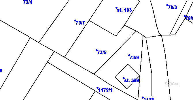 Parcela st. 73/5 v KÚ Šemnice, Katastrální mapa