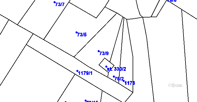 Parcela st. 73/9 v KÚ Šemnice, Katastrální mapa