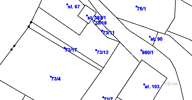 Parcela st. 73/12 v KÚ Šemnice, Katastrální mapa