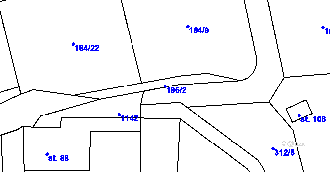 Parcela st. 196/2 v KÚ Šemnice, Katastrální mapa