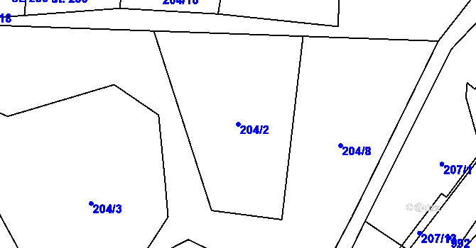 Parcela st. 204/2 v KÚ Šemnice, Katastrální mapa