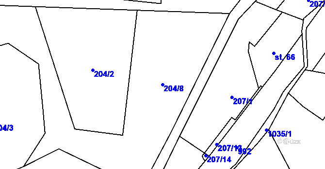 Parcela st. 204/8 v KÚ Šemnice, Katastrální mapa