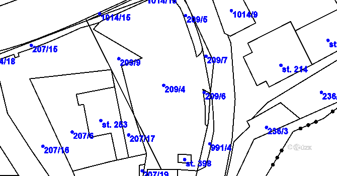 Parcela st. 209 v KÚ Šemnice, Katastrální mapa