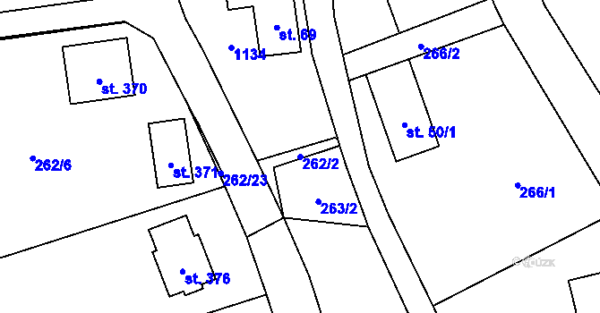 Parcela st. 262/2 v KÚ Šemnice, Katastrální mapa