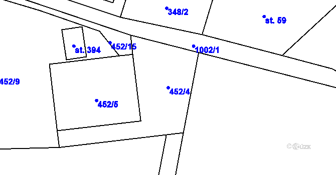 Parcela st. 452/4 v KÚ Šemnice, Katastrální mapa