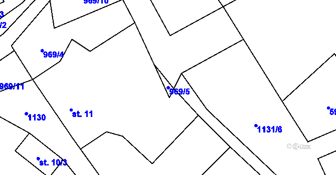 Parcela st. 969/5 v KÚ Šemnice, Katastrální mapa