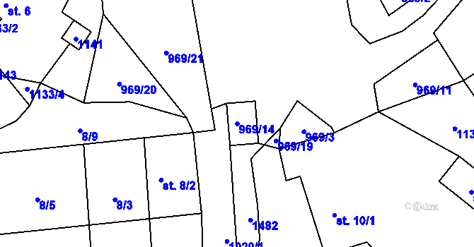 Parcela st. 969/14 v KÚ Šemnice, Katastrální mapa