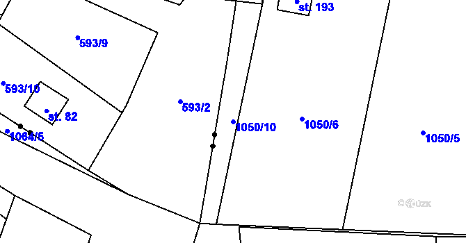 Parcela st. 1050/10 v KÚ Šemnice, Katastrální mapa