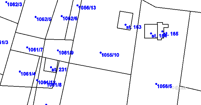 Parcela st. 1055/10 v KÚ Šemnice, Katastrální mapa