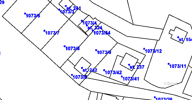 Parcela st. 1073/9 v KÚ Šemnice, Katastrální mapa