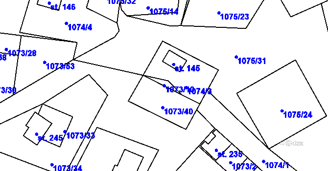Parcela st. 1073/10 v KÚ Šemnice, Katastrální mapa