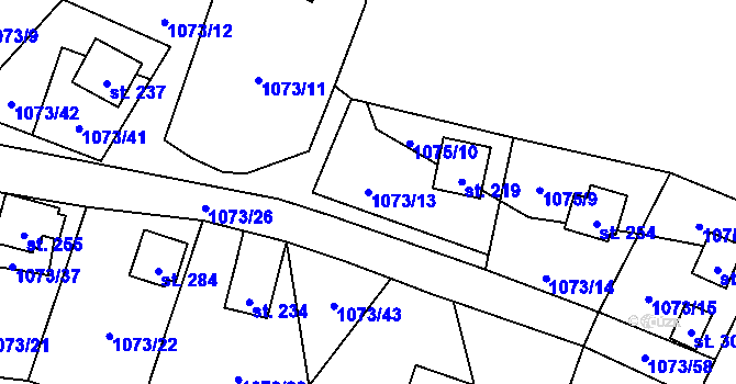 Parcela st. 1073/13 v KÚ Šemnice, Katastrální mapa