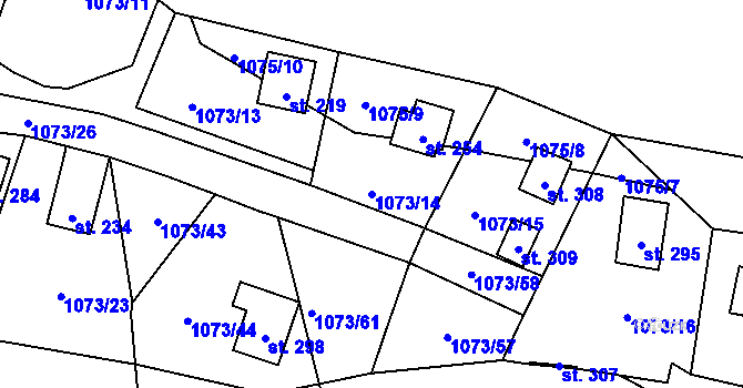 Parcela st. 1073/14 v KÚ Šemnice, Katastrální mapa
