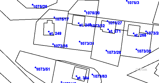 Parcela st. 1073/31 v KÚ Šemnice, Katastrální mapa