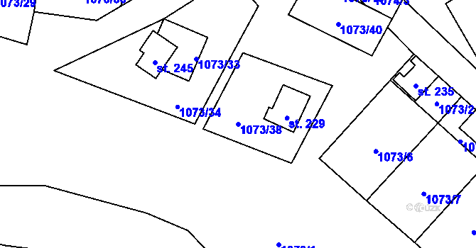 Parcela st. 1073/38 v KÚ Šemnice, Katastrální mapa