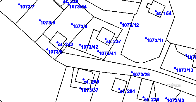Parcela st. 1073/41 v KÚ Šemnice, Katastrální mapa