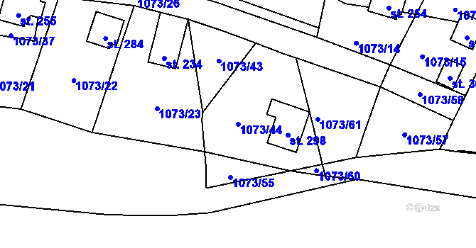 Parcela st. 1073/44 v KÚ Šemnice, Katastrální mapa