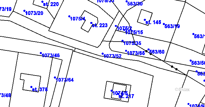 Parcela st. 1073/52 v KÚ Šemnice, Katastrální mapa