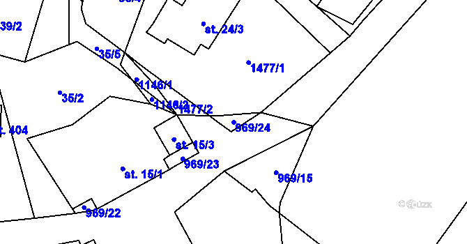 Parcela st. 969/24 v KÚ Šemnice, Katastrální mapa