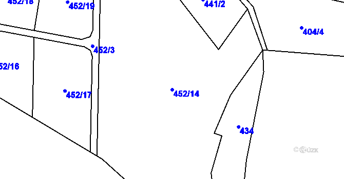 Parcela st. 452/14 v KÚ Šemnice, Katastrální mapa