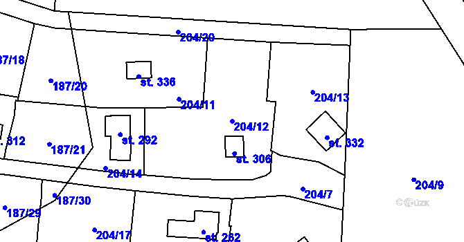Parcela st. 204/12 v KÚ Šemnice, Katastrální mapa