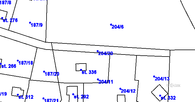 Parcela st. 204/20 v KÚ Šemnice, Katastrální mapa
