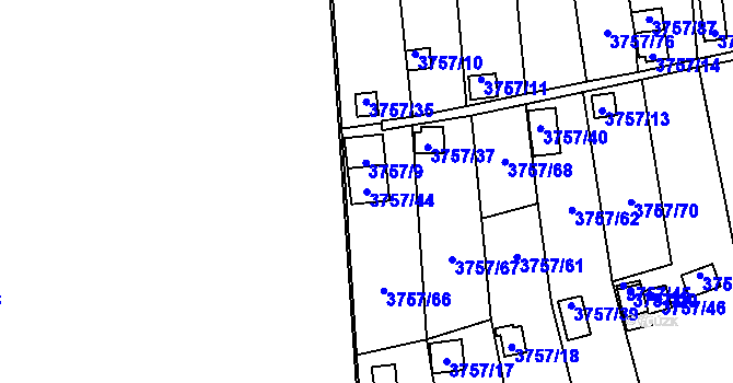 Parcela st. 3757/44 v KÚ Šenov u Ostravy, Katastrální mapa