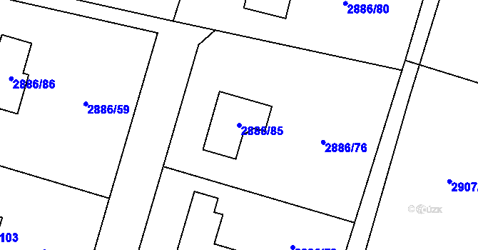 Parcela st. 2886/85 v KÚ Šenov u Ostravy, Katastrální mapa