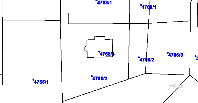 Parcela st. 4768/4 v KÚ Šenov u Ostravy, Katastrální mapa