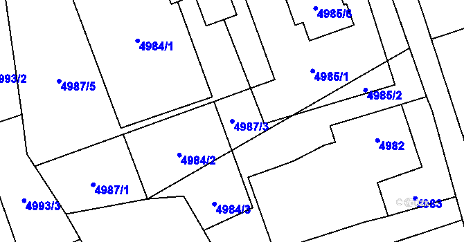 Parcela st. 4987/3 v KÚ Šenov u Ostravy, Katastrální mapa