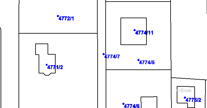 Parcela st. 4774/7 v KÚ Šenov u Ostravy, Katastrální mapa