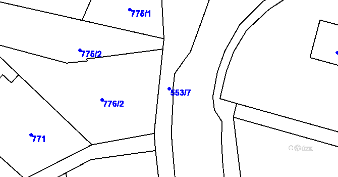 Parcela st. 553/7 v KÚ Šenov u Ostravy, Katastrální mapa