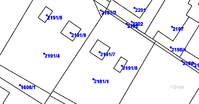 Parcela st. 2191/7 v KÚ Šenov u Ostravy, Katastrální mapa