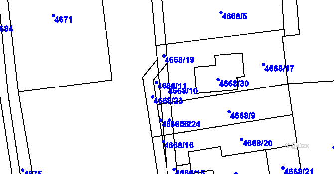 Parcela st. 4668/10 v KÚ Šenov u Ostravy, Katastrální mapa