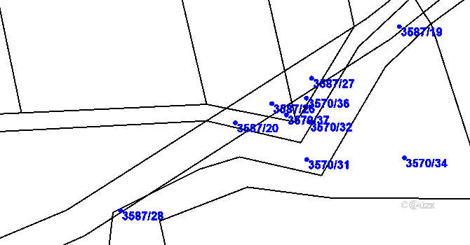Parcela st. 3587/20 v KÚ Šenov u Ostravy, Katastrální mapa
