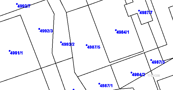 Parcela st. 4987/5 v KÚ Šenov u Ostravy, Katastrální mapa