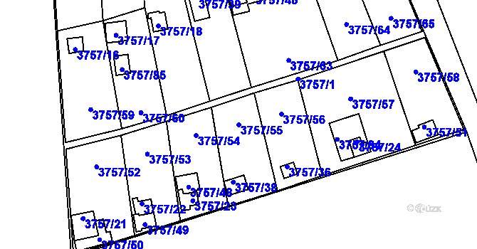 Parcela st. 3757/55 v KÚ Šenov u Ostravy, Katastrální mapa