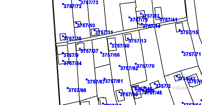 Parcela st. 3757/68 v KÚ Šenov u Ostravy, Katastrální mapa