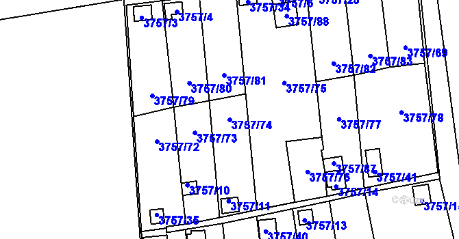 Parcela st. 3757/74 v KÚ Šenov u Ostravy, Katastrální mapa