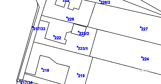 Parcela st. 223 v KÚ Šenov u Ostravy, Katastrální mapa