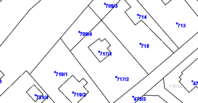 Parcela st. 717/1 v KÚ Šenov u Ostravy, Katastrální mapa