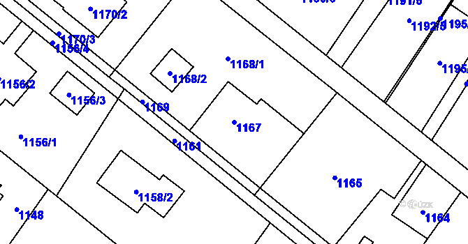 Parcela st. 1167 v KÚ Šenov u Ostravy, Katastrální mapa