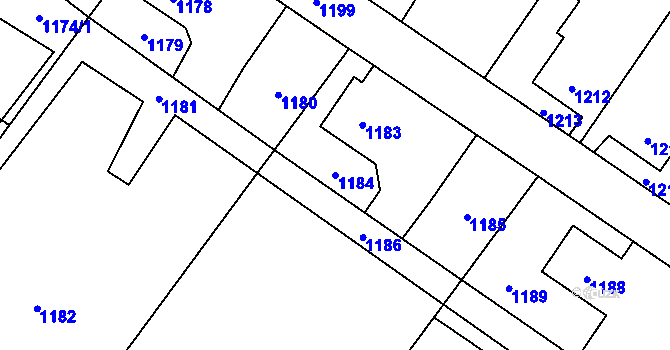 Parcela st. 1184 v KÚ Šenov u Ostravy, Katastrální mapa