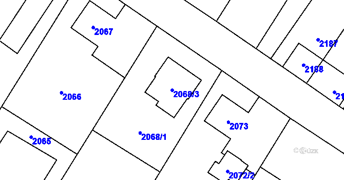 Parcela st. 2068/3 v KÚ Šenov u Ostravy, Katastrální mapa
