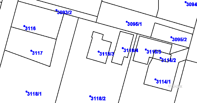 Parcela st. 3118/3 v KÚ Šenov u Ostravy, Katastrální mapa